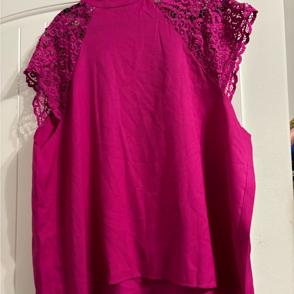 Magenta Top with Lace Sleeve - Picture 3 of 3